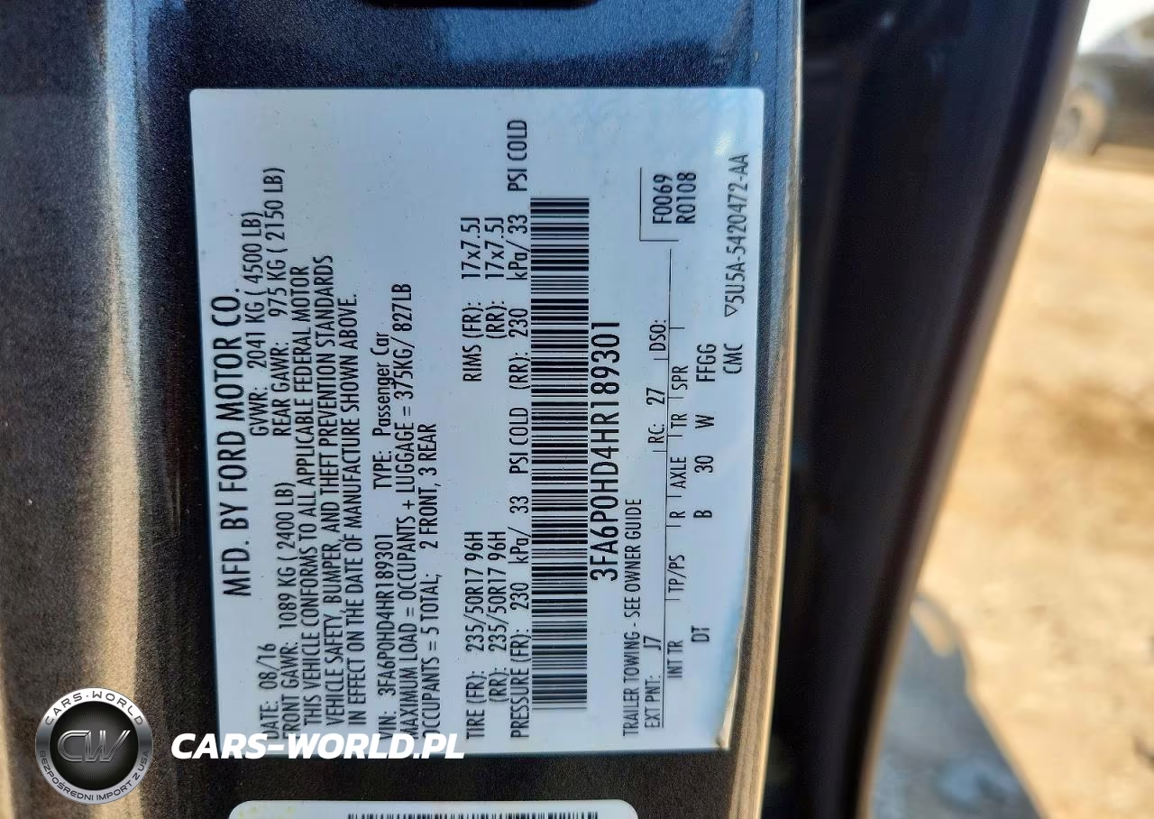 2017 Ford Fusion Se VIN:3FA6P0HD4HR189301 - 12