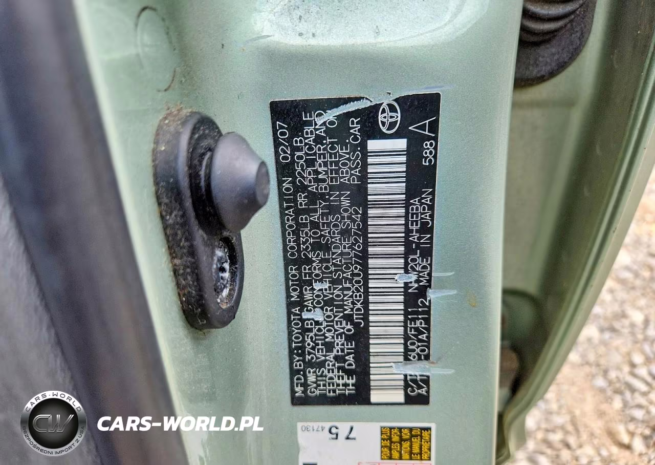 2007 Toyota Prius Base VIN:JTDKB20U977627542 - 12