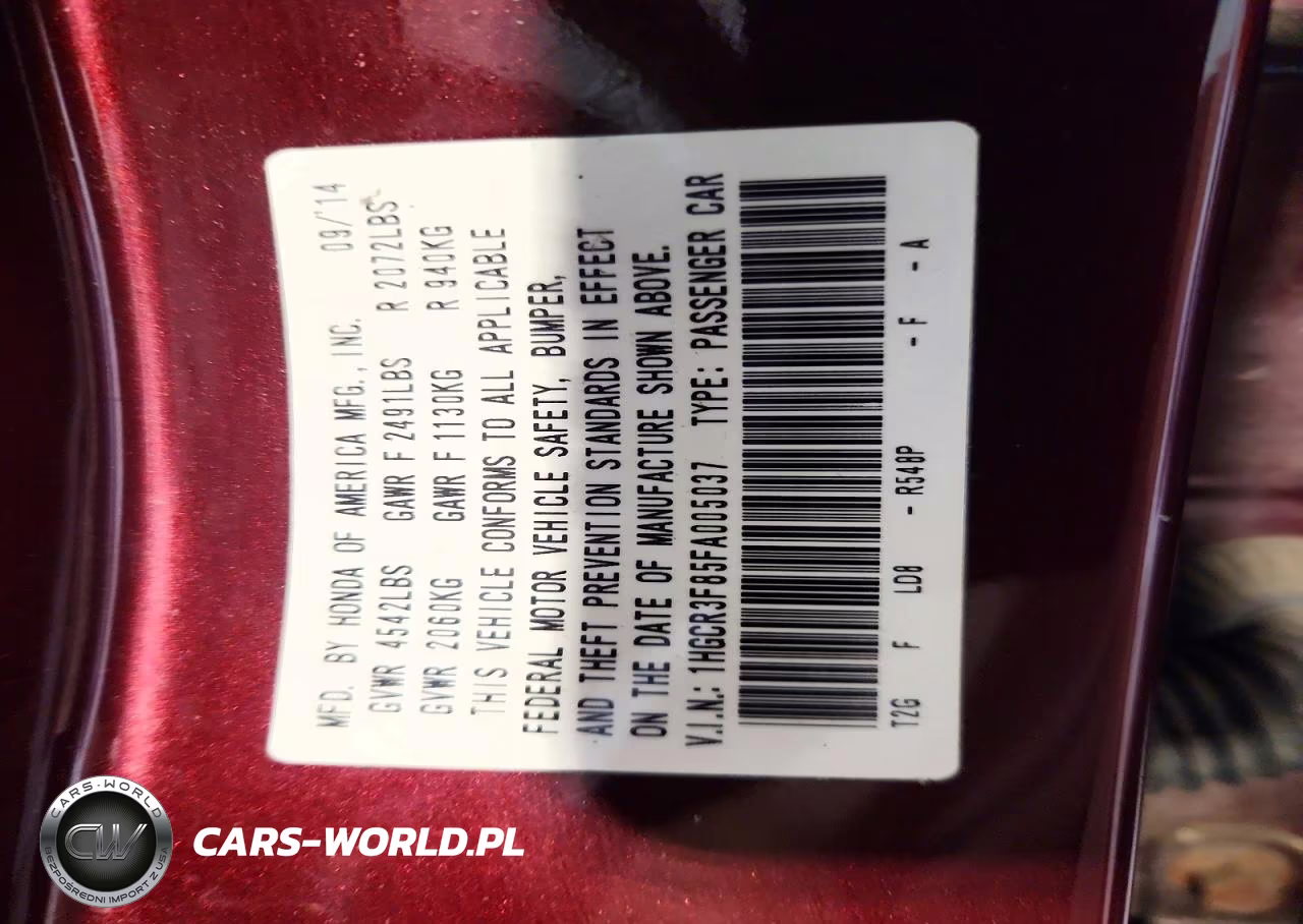 2015 Honda Accord Exl VIN:1HGCR3F85FA005037 - 12