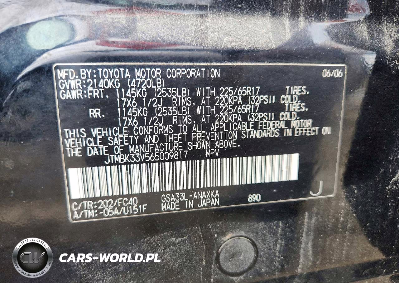 2006 Toyota Rav4 Base V6 VIN:JTMBK33V565009817 - 13