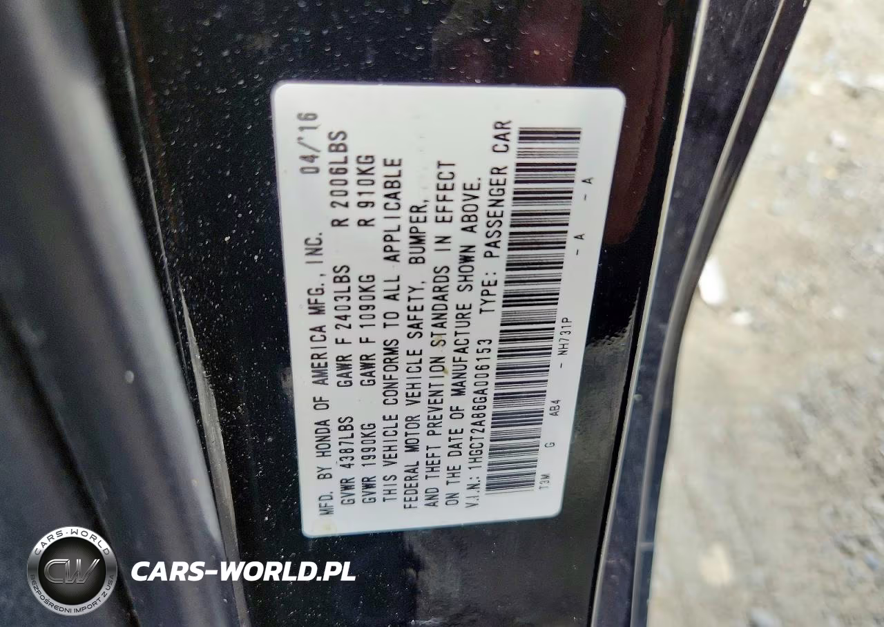 2016 Honda Accord Exl VIN:1HGCT2A86GA006153 - 12