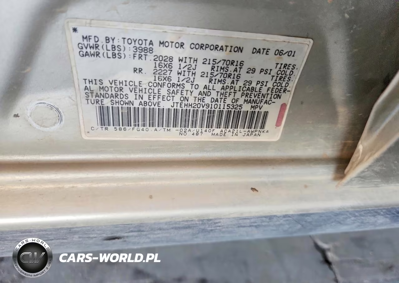 2001 Toyota Rav4 Base VIN:JTEHH20V910115325 - 13