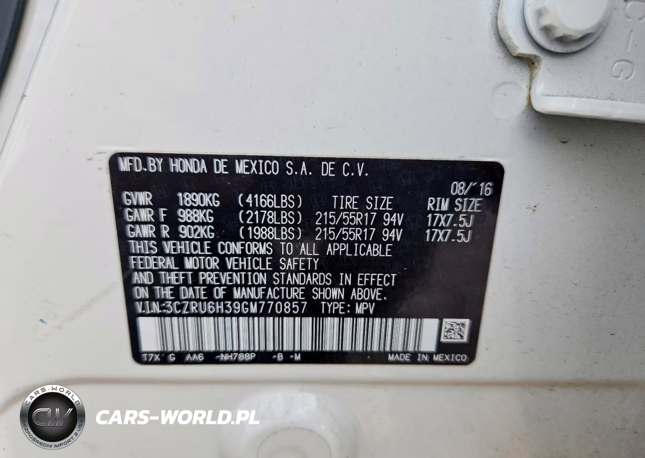 2016 Honda Hr-V Lx VIN:3CZRU6H39GM770857 - 13