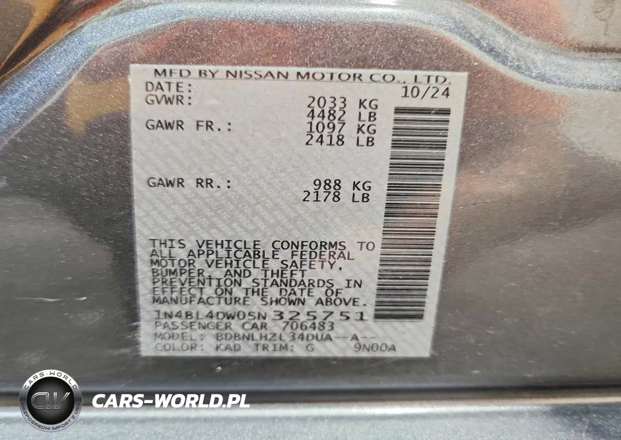 2025 Nissan Altima Sv VIN:1N4BL4DW0SN325751 - 12
