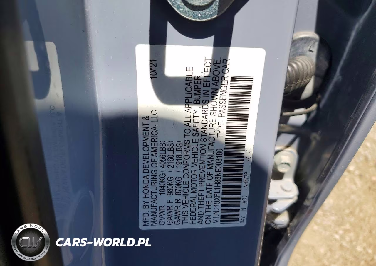 2022 Honda Civic Sport Touring VIN:19XFL1H88NE003180 - 12