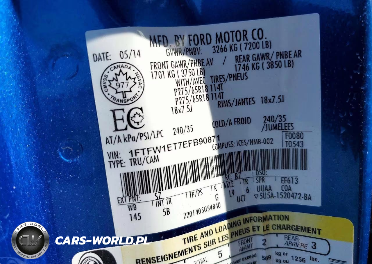 2014 Ford F150 Supercrew VIN:1FTFW1ET7EFB90871 - 13