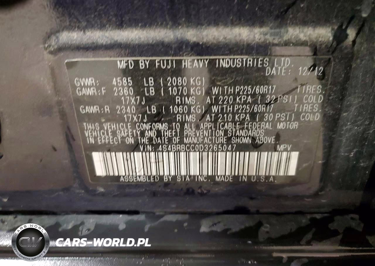 2013 Subaru Outback 2.5I Premium VIN:4S4BRBCC0D3265047 - 14