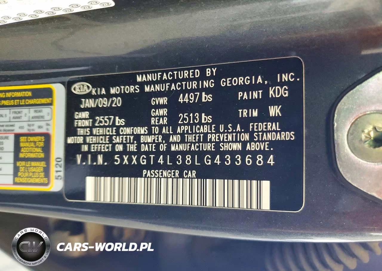 2020 Kia Optima Lx VIN:5XXGT4L38LG433684 - 13