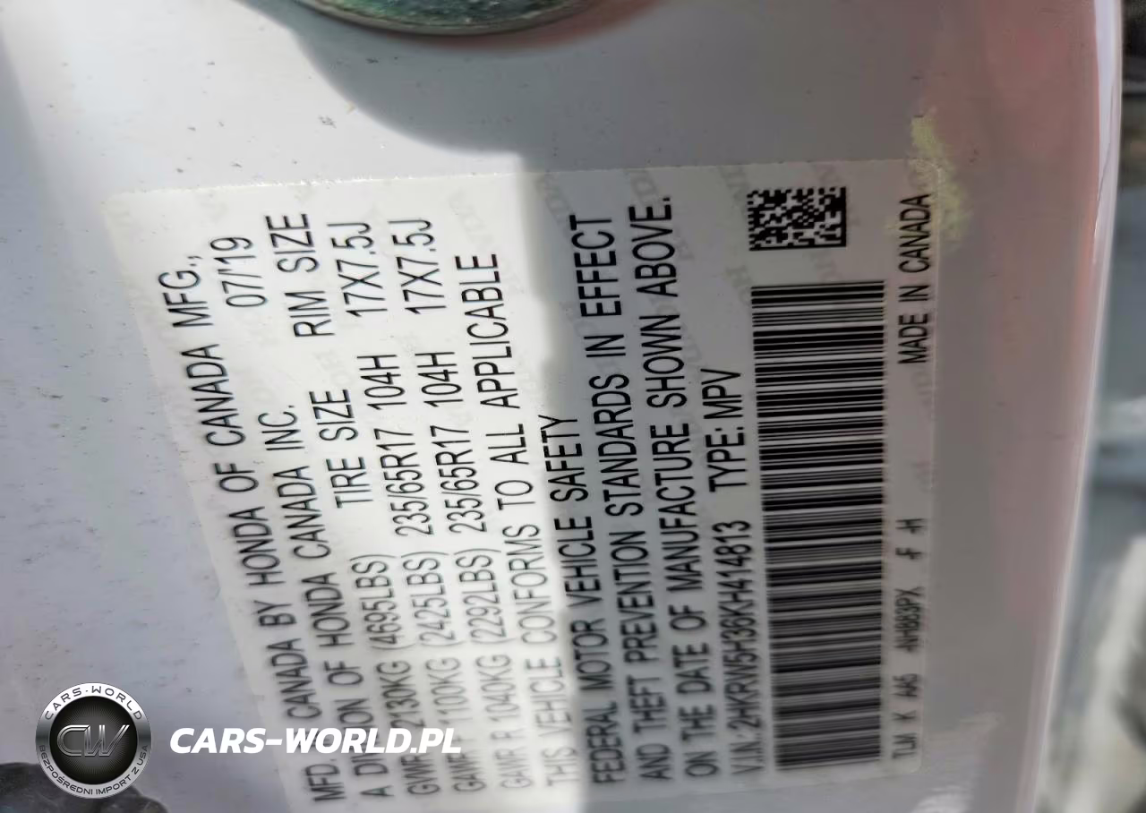2019 Honda Cr-V Lx VIN:2HKRW5H36KH414813 - 13
