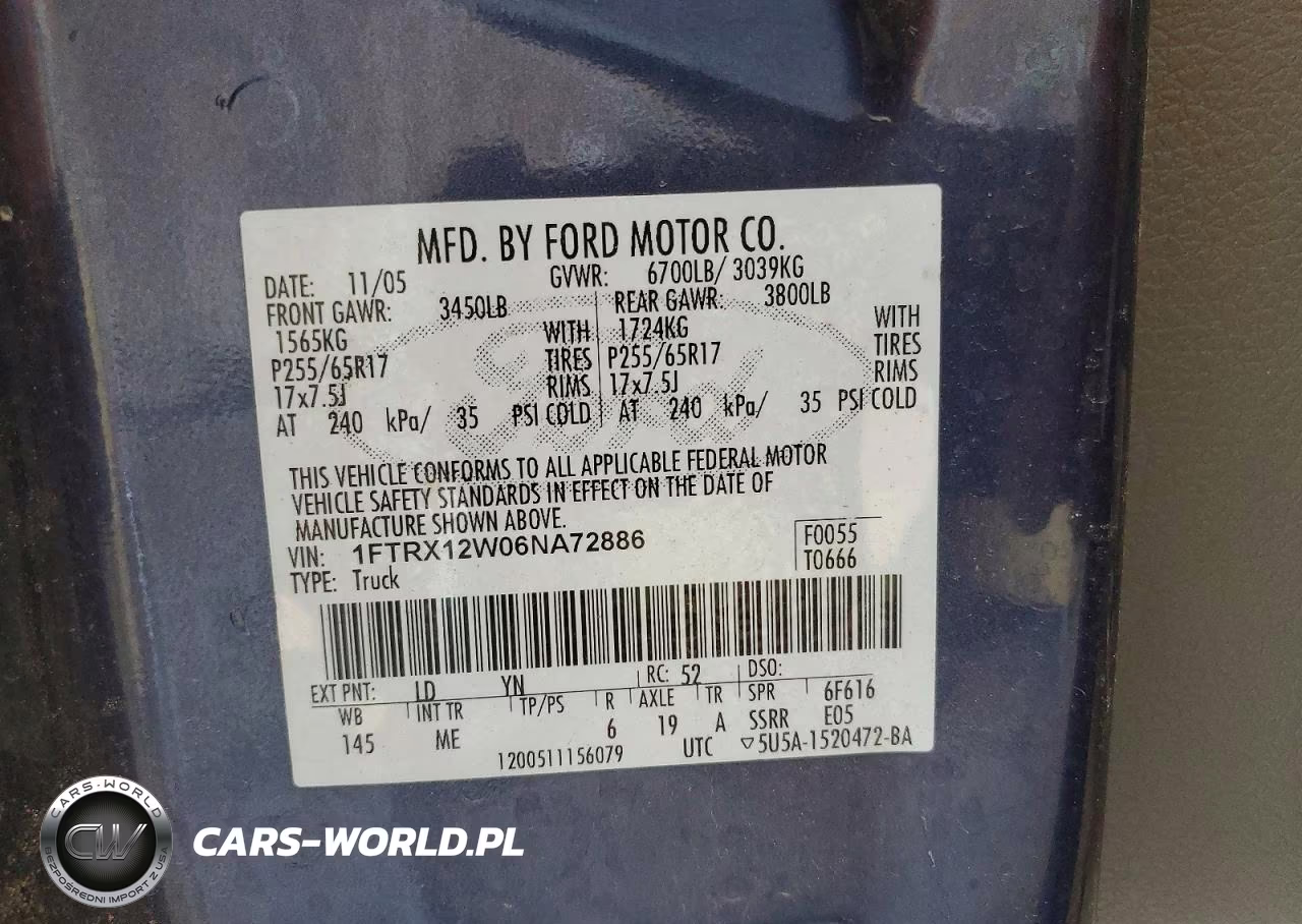 2006 Ford F150 VIN:1FTRX12W06NA72886 - 12