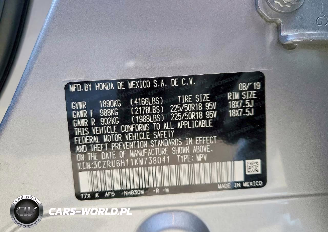 2019 Honda Hr-V Sport VIN:3CZRU6H11KM738041 - 12