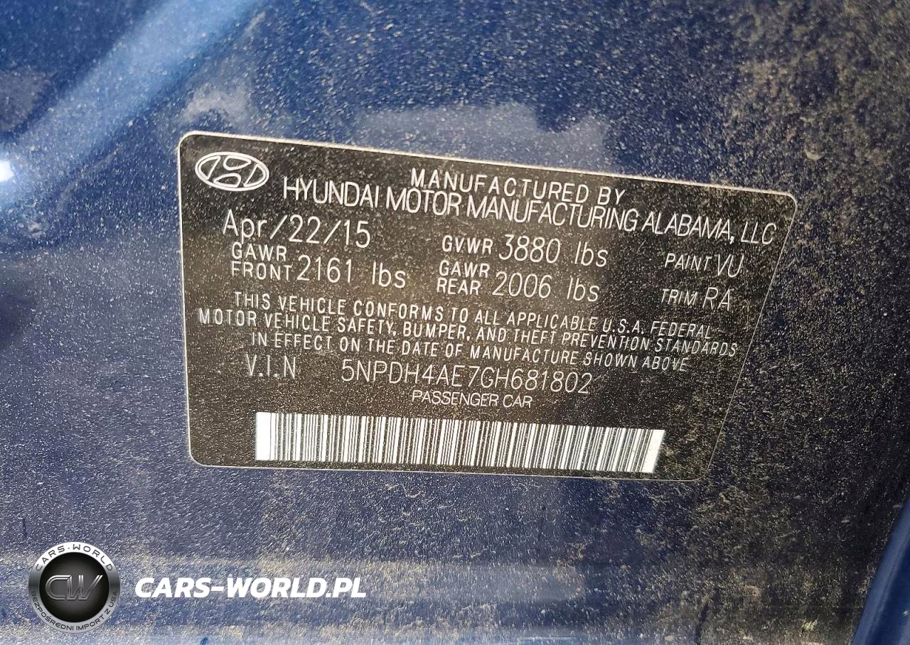 2016 Hyundai Elantra Se VIN:5NPDH4AE7GH681802 - 12