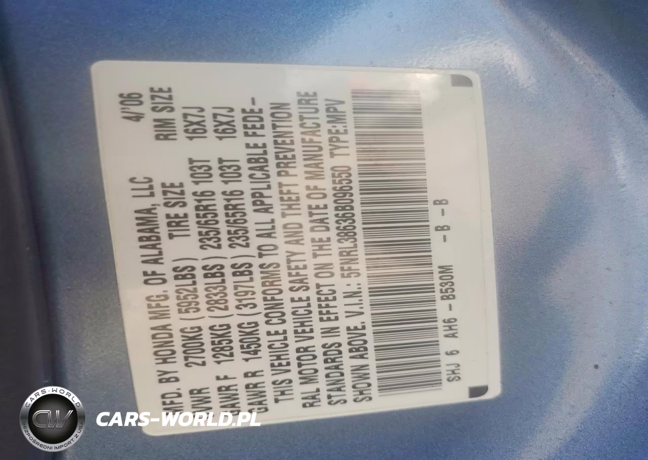 2006 Honda Odyssey Exl VIN:5FNRL38636B096550 - 13