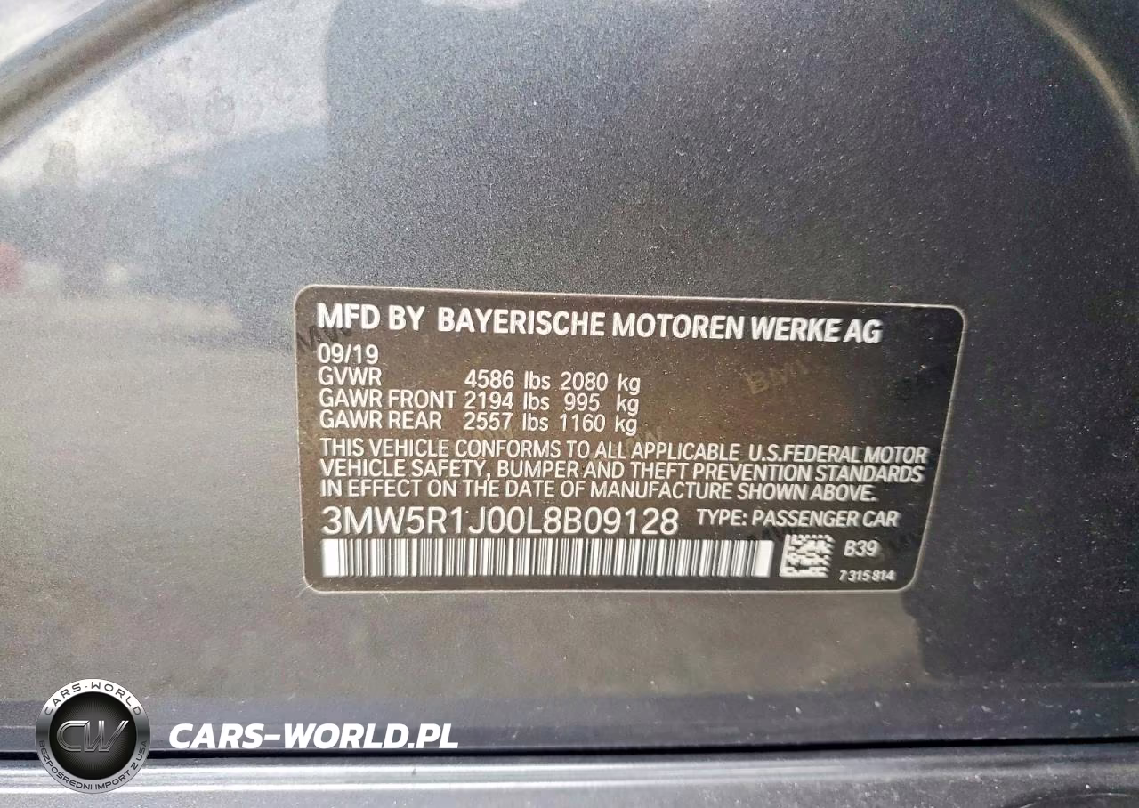 2020 BMW 330I VIN:3MW5R1J00L8B09128 - 12