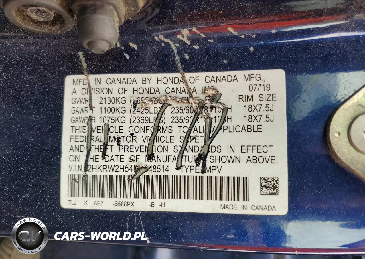 2019 Honda Cr-V Ex VIN:2HKRW2H54KH648514 - 13