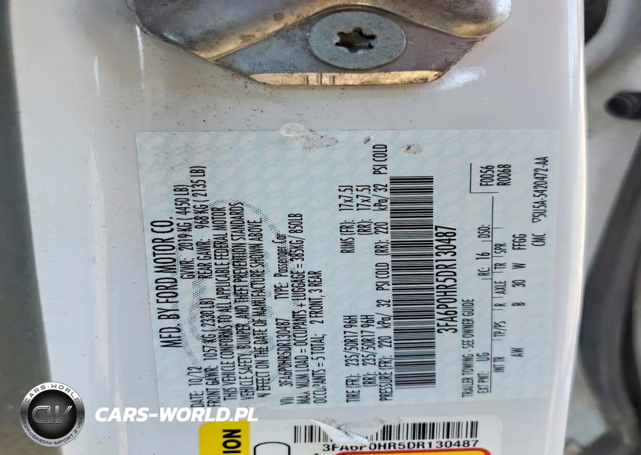 2013 Ford Fusion Se VIN:3FA6P0HR5DR130487 - 13