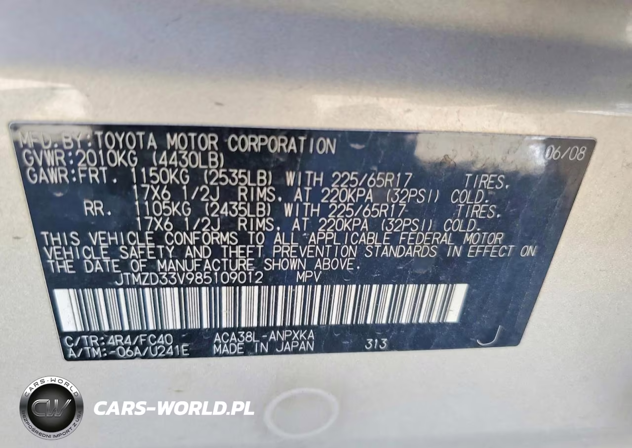 2008 Toyota Rav4 Base VIN:JTMZD33V985109012 - 12