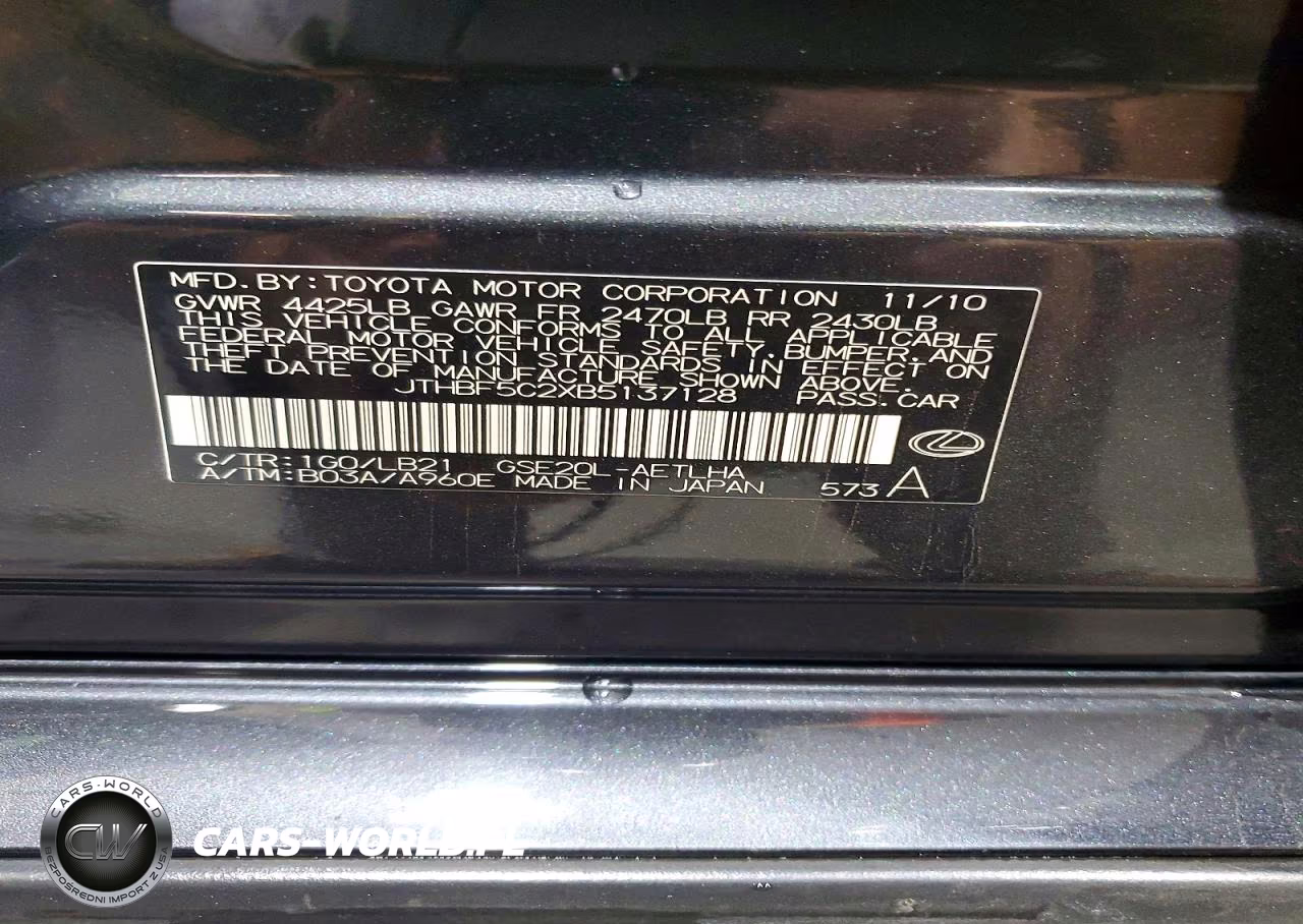 2011 Lexus Is 250 VIN:JTHBF5C2XB5137128 - 13