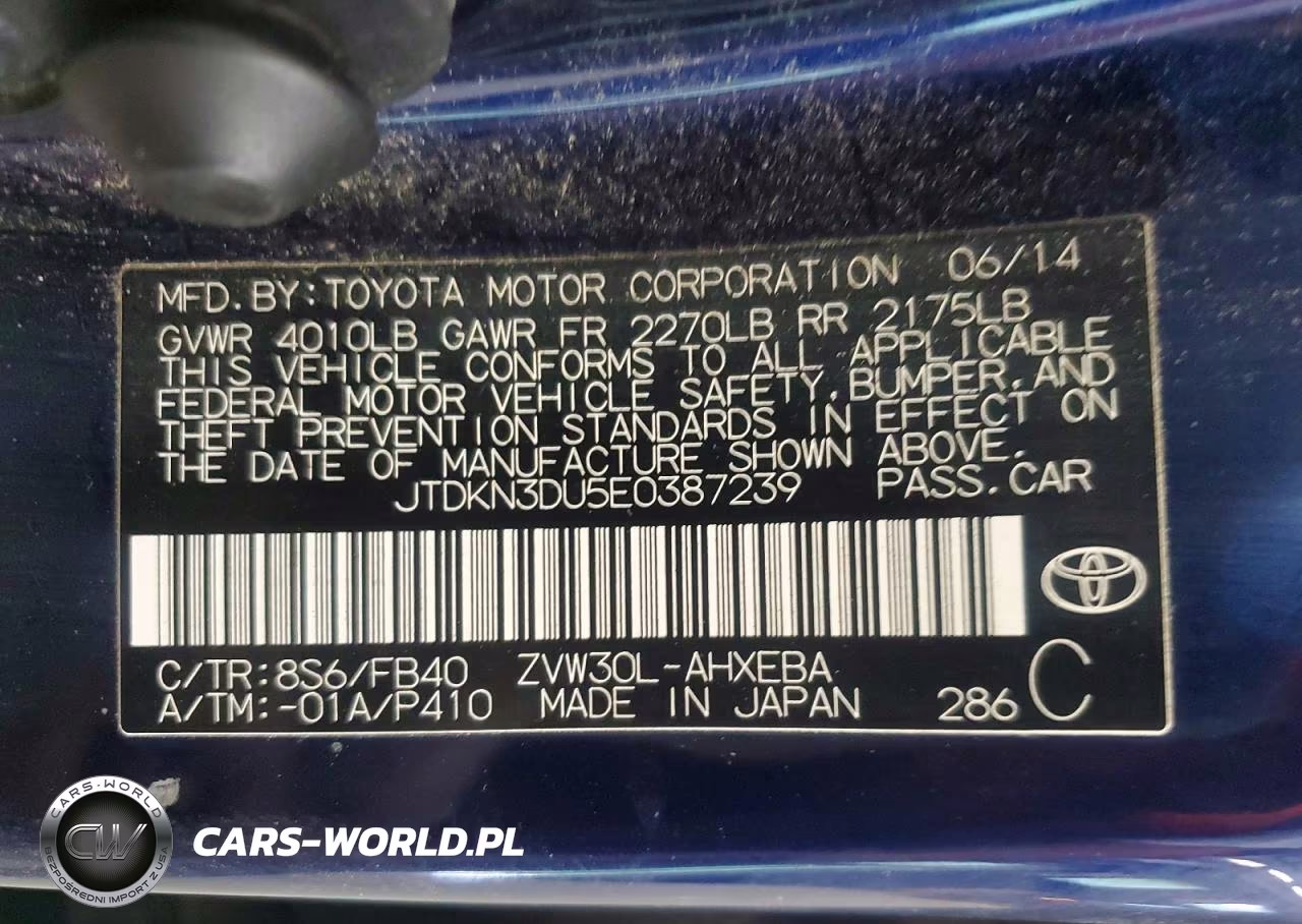 2014 Toyota Prius Two VIN:JTDKN3DU5E0387239 - 12