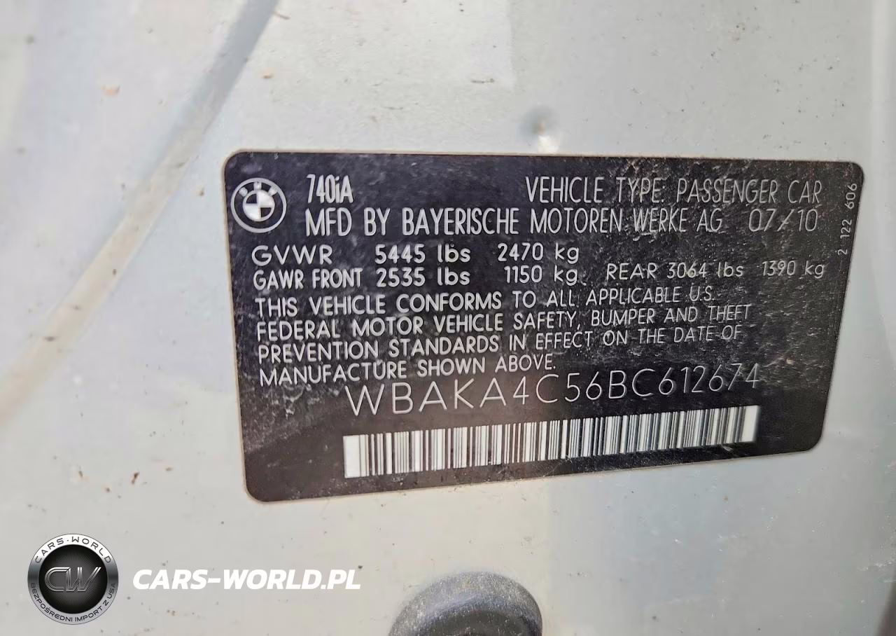 2011 BMW 740 I VIN:WBAKA4C56BC612674 - 12