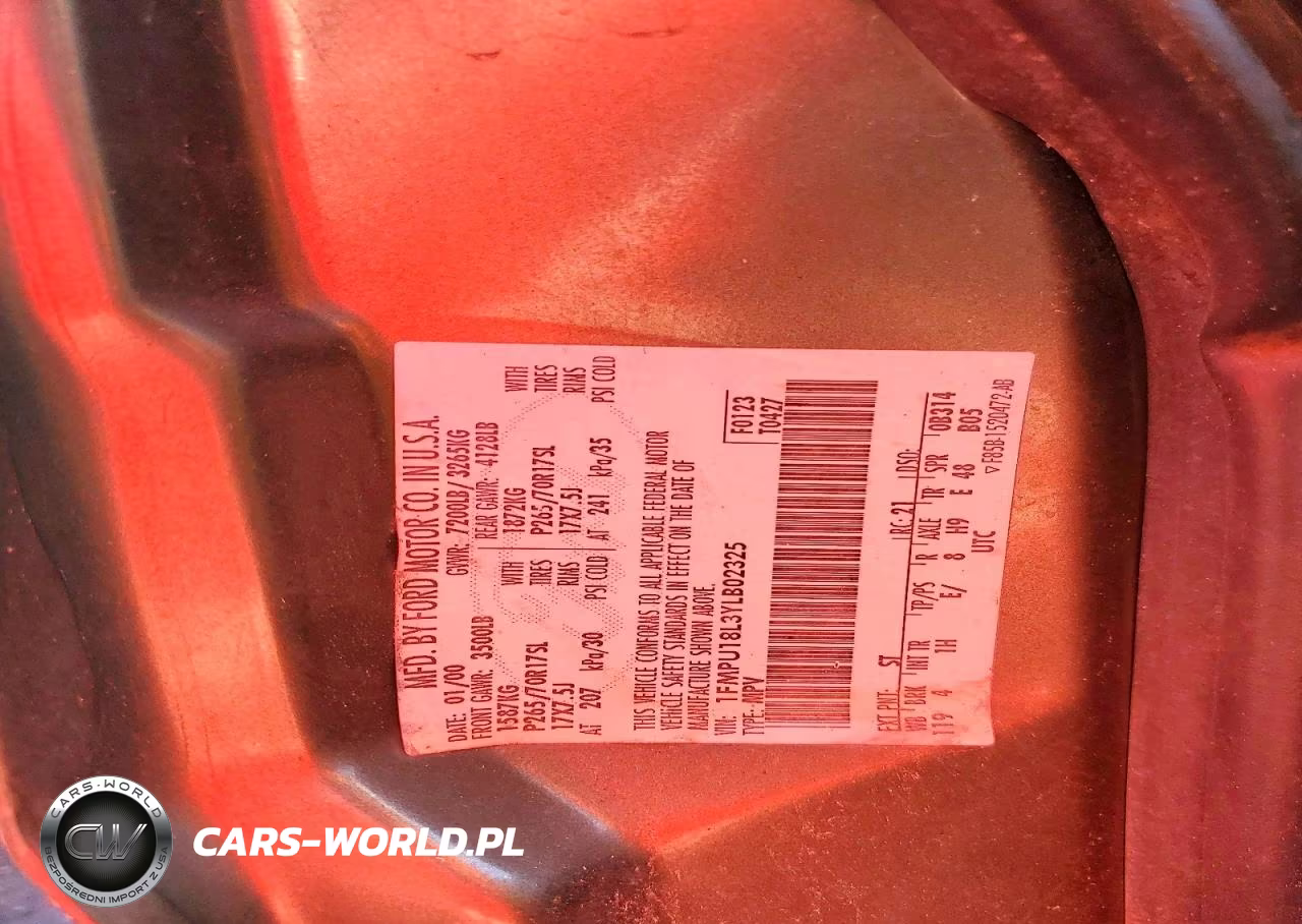 2000 Ford Expedition Eddie Bauer VIN:1FMPU18L3YLB02325 - 13