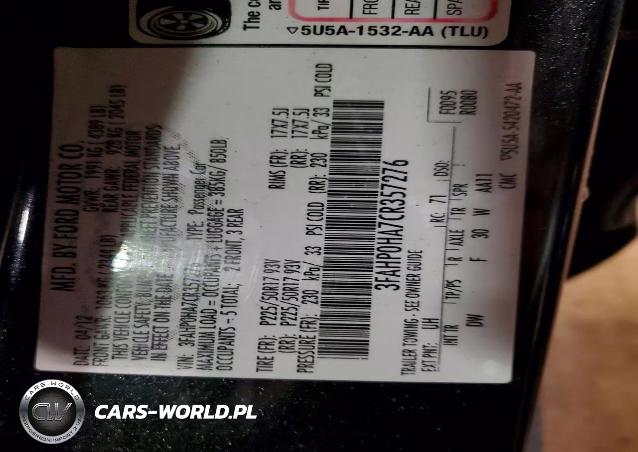 2012 Ford Fusion Se VIN:3FAHP0HA7CR357276 - 13