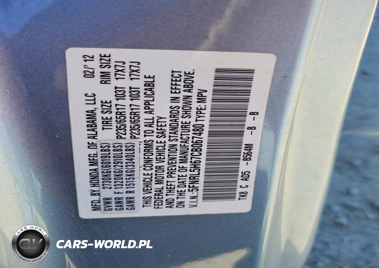 2012 Honda Odyssey Exl VIN:5FNRL5H67CB067480 - 13
