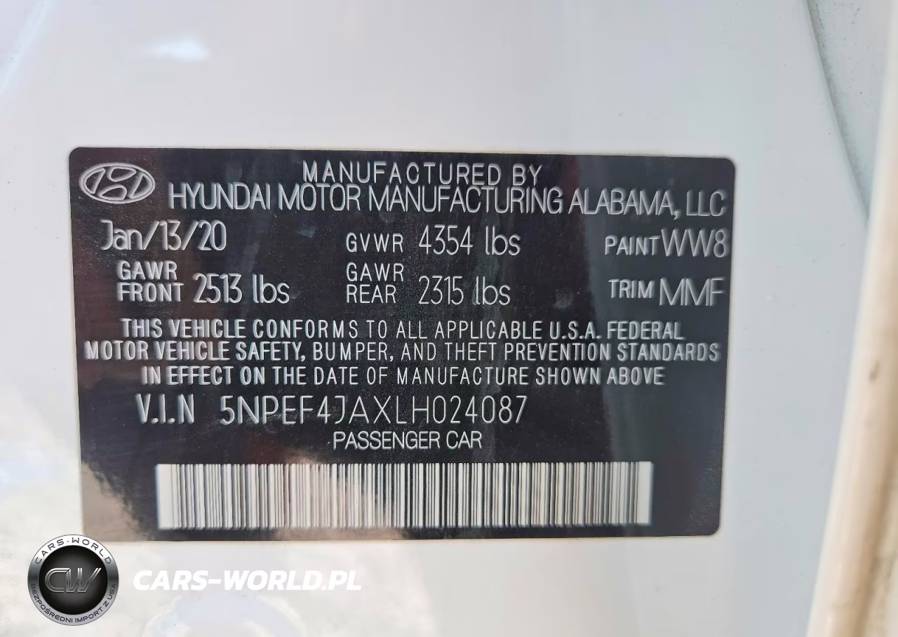 2020 Hyundai Sonata Sel VIN:5NPEF4JAXLH024087 - 13