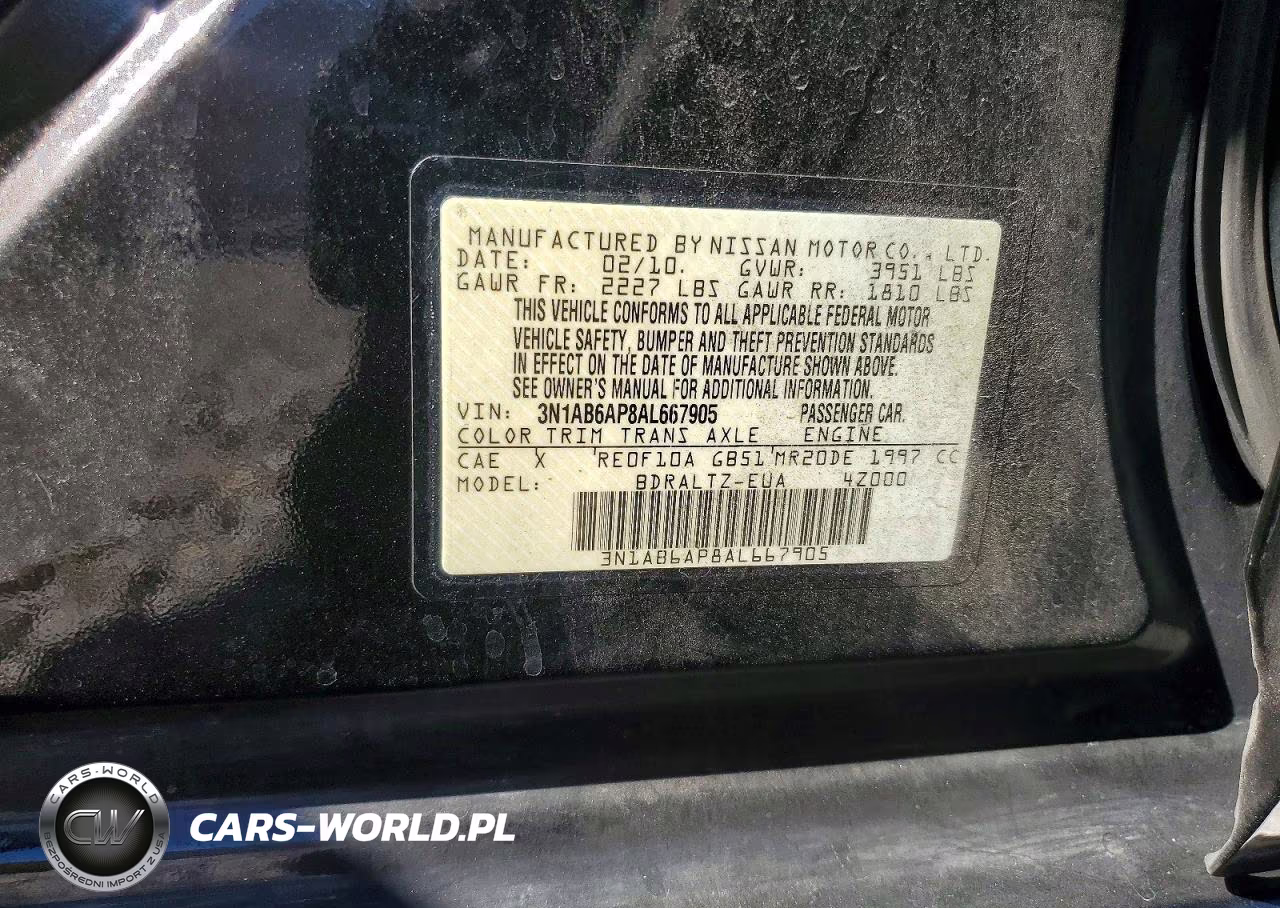 2010 Nissan Sentra 2.0 VIN:3N1AB6AP8AL667905 - 12