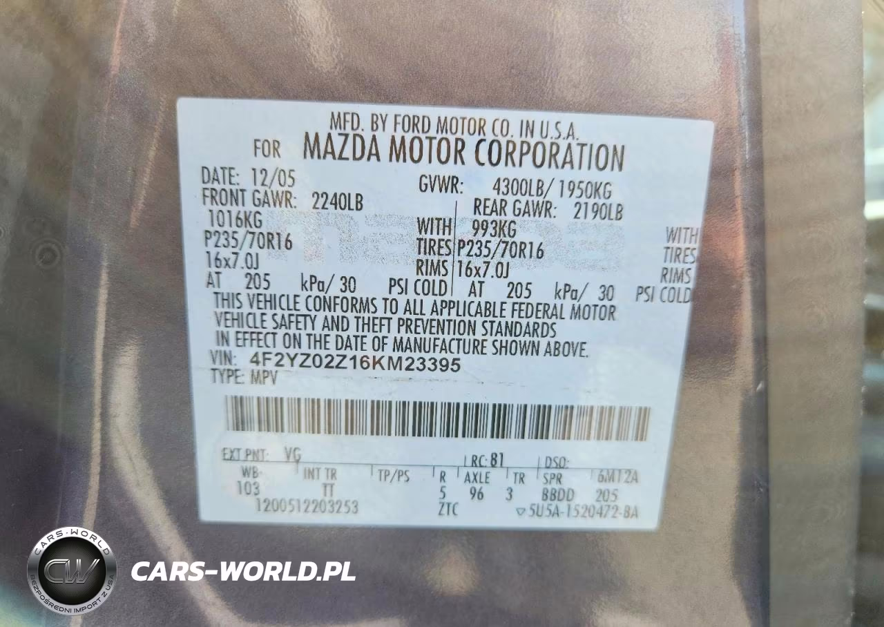 2006 Mazda Tribute I VIN:4F2YZ02Z16KM23395 - 12
