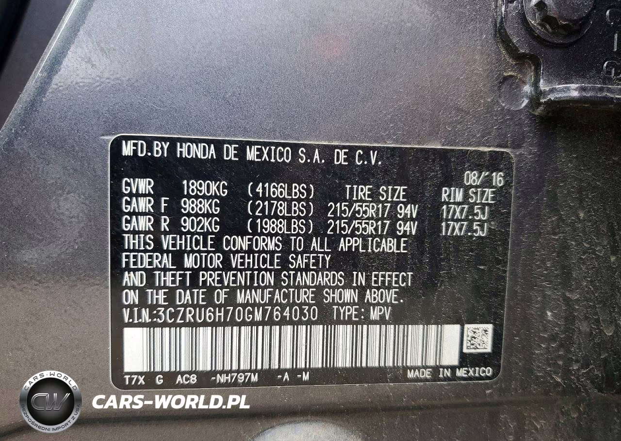 2016 Honda Hr-V Exl VIN:3CZRU6H70GM764030 - 13