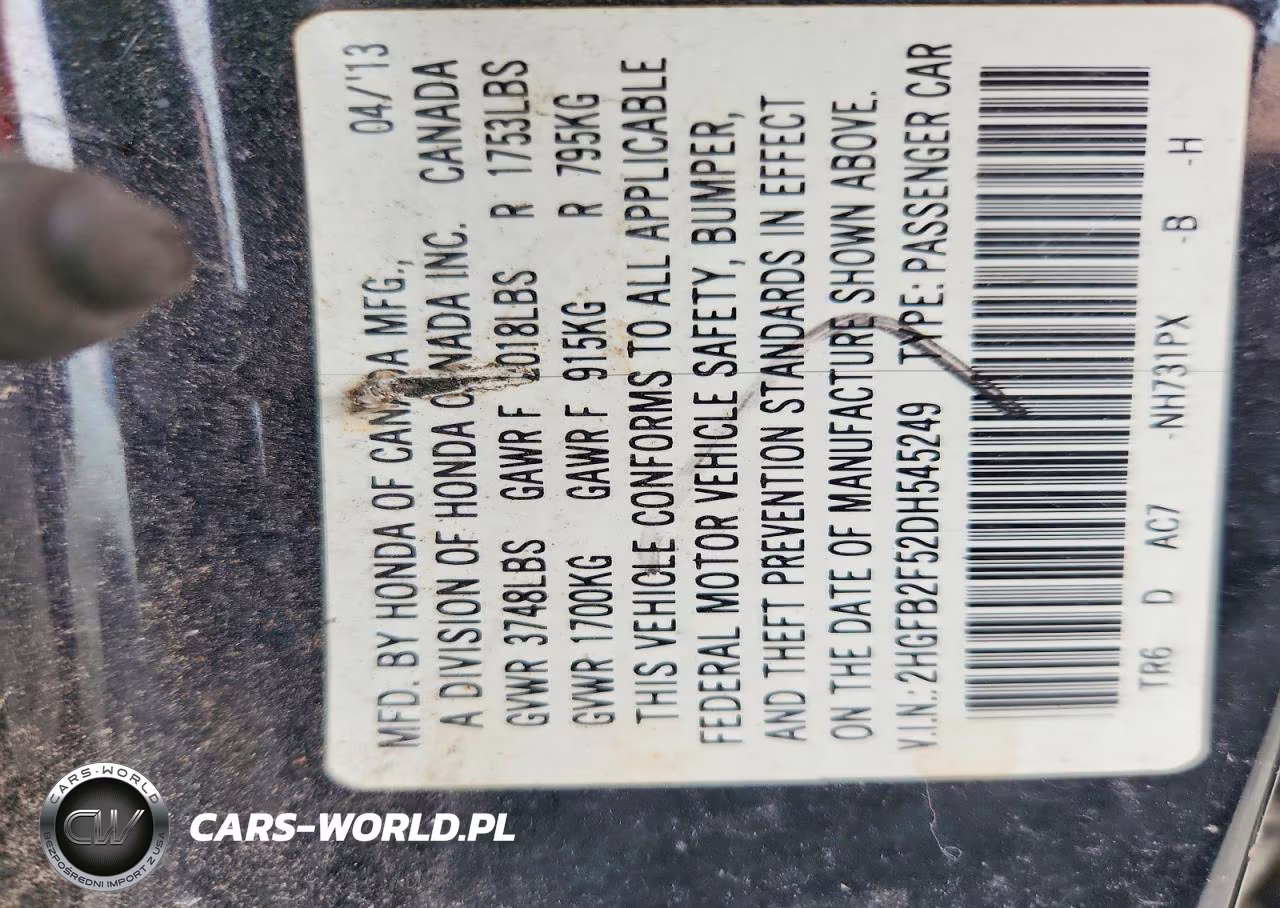 2013 Honda Civic Lx VIN:2HGFB2F52DH545249 - 12
