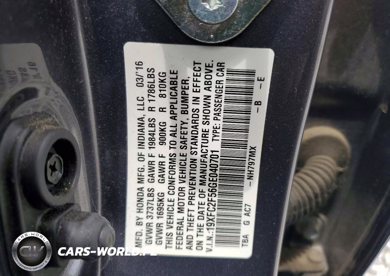 2016 Honda Civic Lx VIN:19XFC2F56GE040701 - 13
