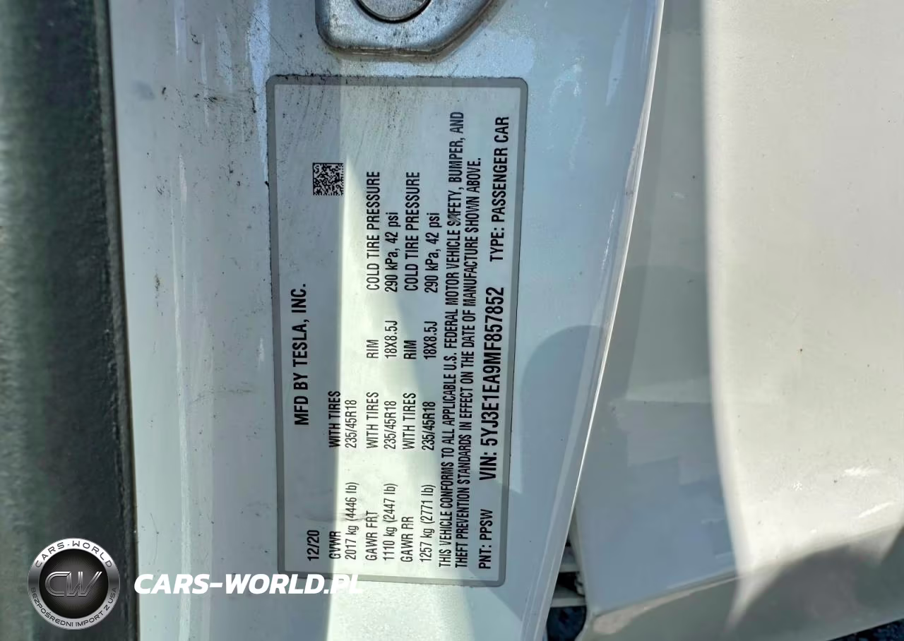 2021 Tesla Model 3 VIN:5YJ3E1EA9MF857852 - 10