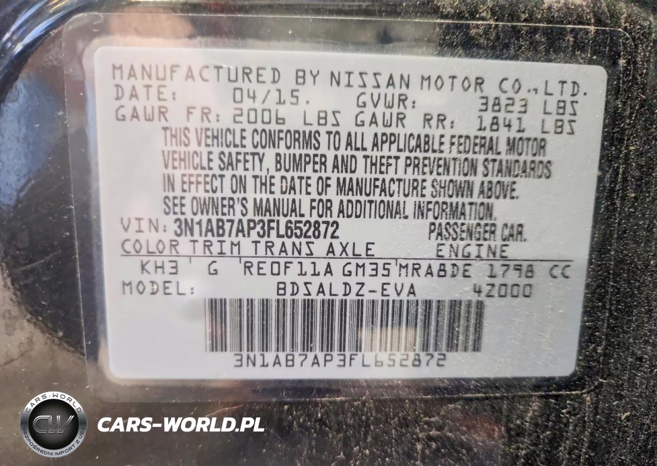 2015 Nissan Sentra Sv VIN:3N1AB7AP3FL652872 - 12