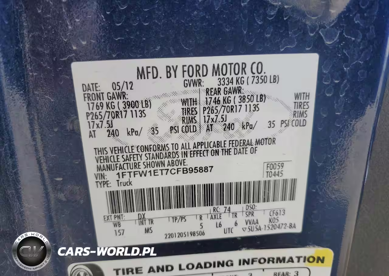 2012 Ford F150 Supercrew VIN:1FTFW1ET7CFB95887 - 12