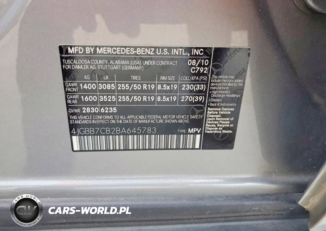 2011 Mercedes-Benz Ml 550 4Matic VIN:4JGBB7CB2BA645783 - 13