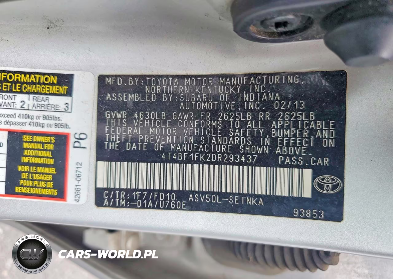 2013 Toyota Camry VIN:4T4BF1FK2DR293437 - 12