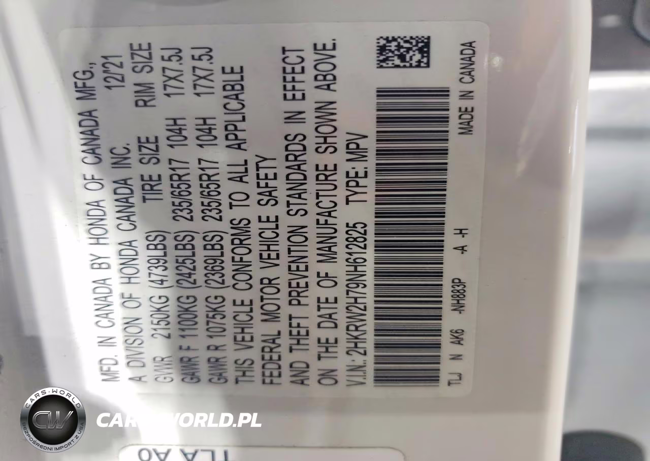 2022 Honda Cr-V Se VIN:2HKRW2H79NH612825 - 13