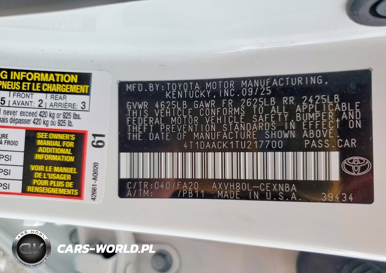 2026 Toyota Camry Le VIN:4T1DAACK1TU217700 - 13