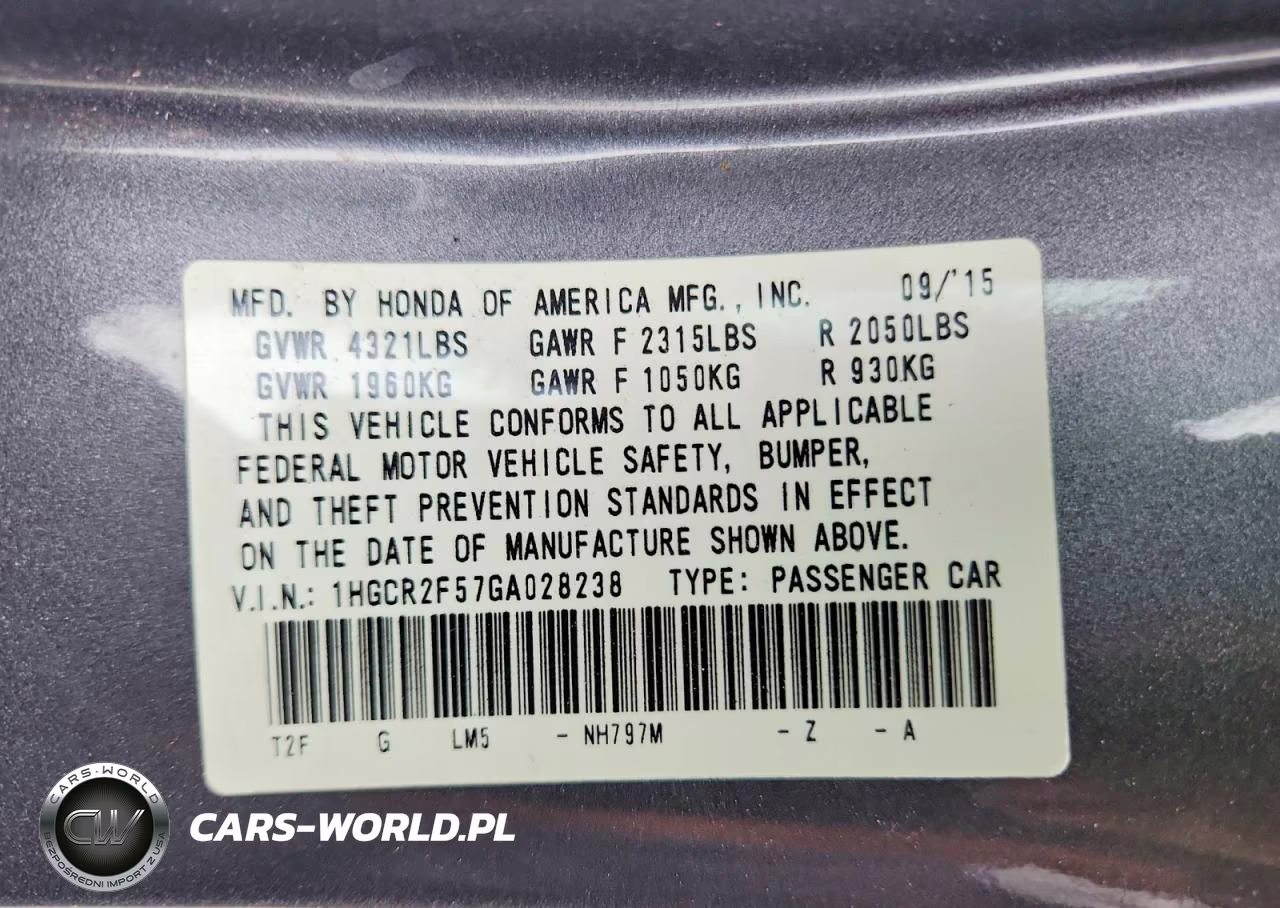 2016 Honda Accord Sport VIN:1HGCR2F57GA028238 - 12