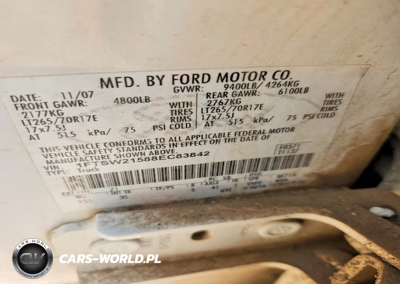 2008 Ford F250 Super Duty VIN:1FTSW21588EC83842 - 12