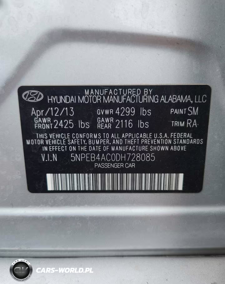 2013 Hyundai Sonata Gls VIN:5NPEB4AC0DH728085 - 12