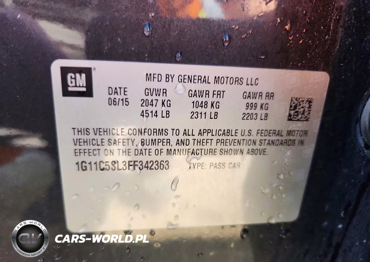 2015 Chevrolet Malibu 1Lt VIN:1G11C5SL3FF342363 - 12