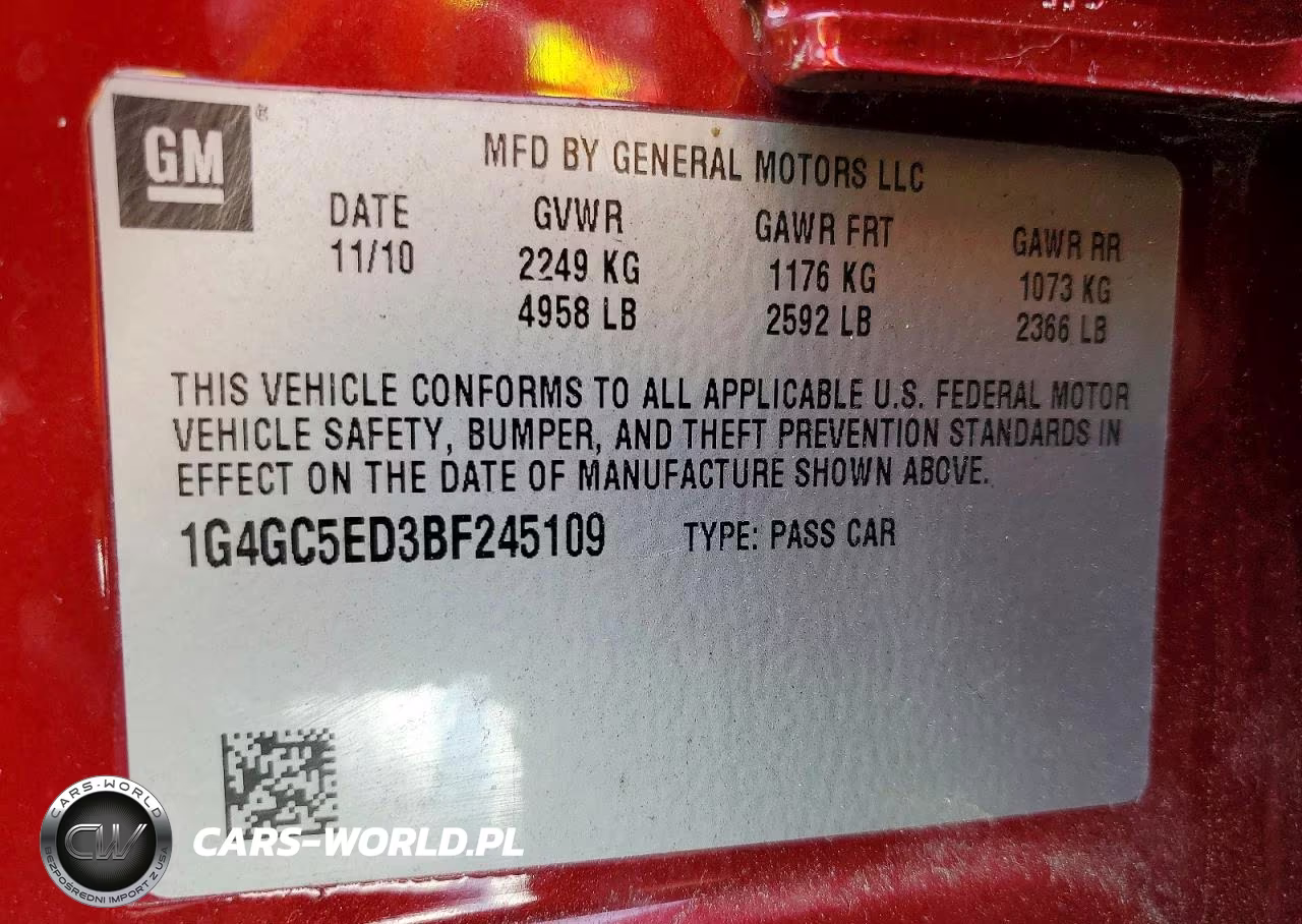 2011 Buick Lacrosse Cxl VIN:1G4GC5ED3BF245109 - 12