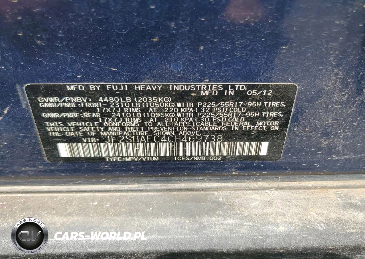 2012 Subaru Forester Limited VIN:JF2SHAEC4CH469738 - 13