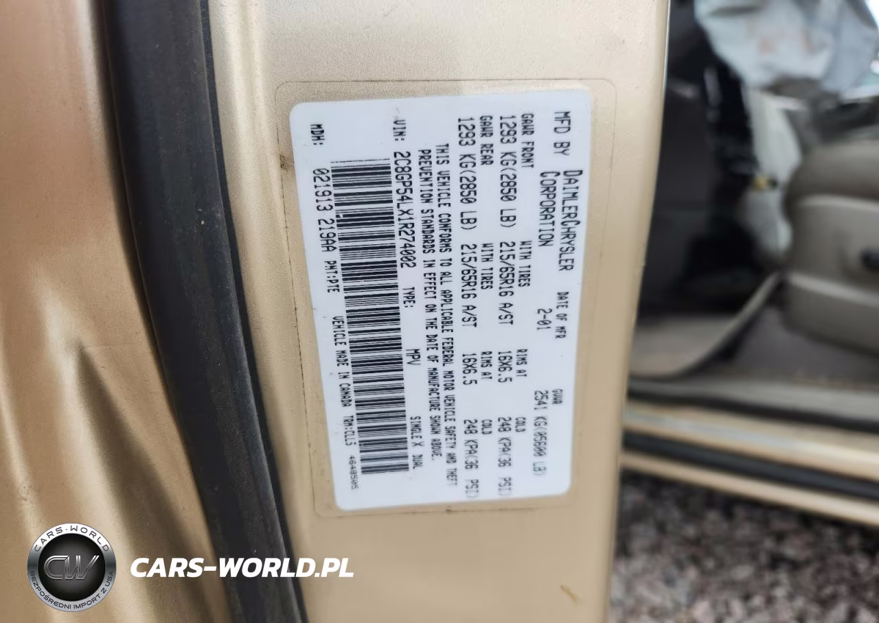 2001 Chrysler Town & Country Lxi VIN:2C8GP54LX1R274002 - 13