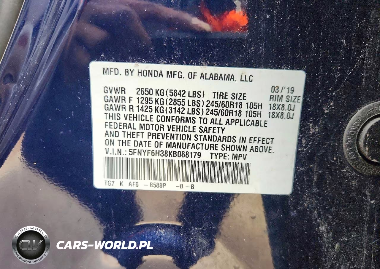 2019 Honda Pilot Ex VIN:5FNYF6H38KB068179 - 13