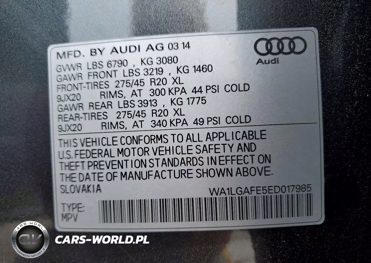 2014 Audi Q7 Premium Plus VIN:WA1LGAFE5ED017985 - 14