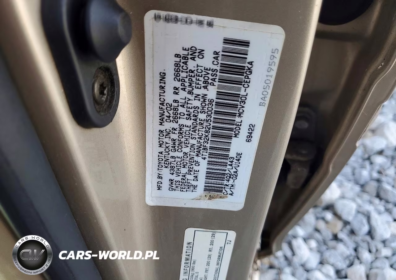 2002 Toyota Camry Xle V6 VIN:4T1BF32K82U530036 - 12